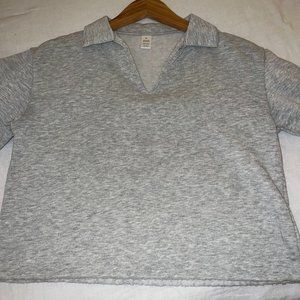 Grey Cotton Cropped Sweater